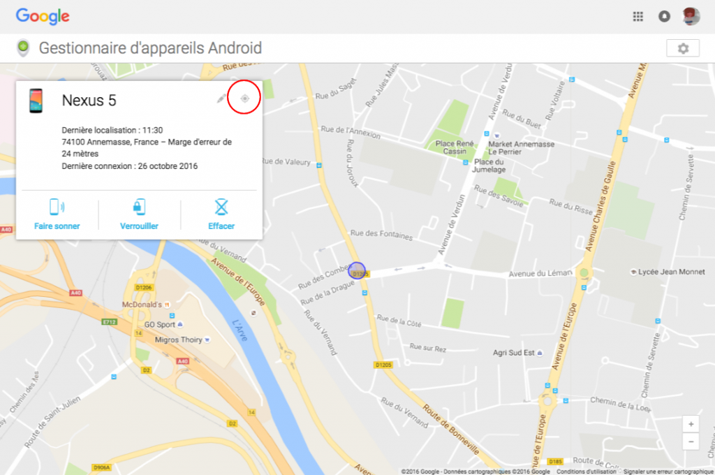 localiser telephone android